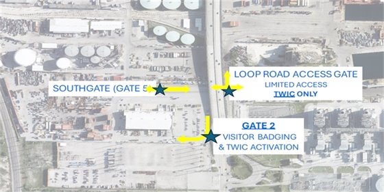 Map of South Gate security gates