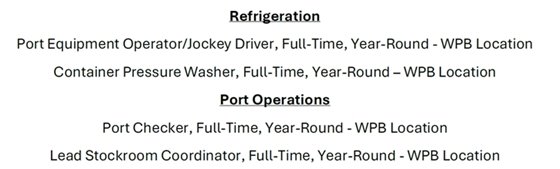Tropical Shipping job positions