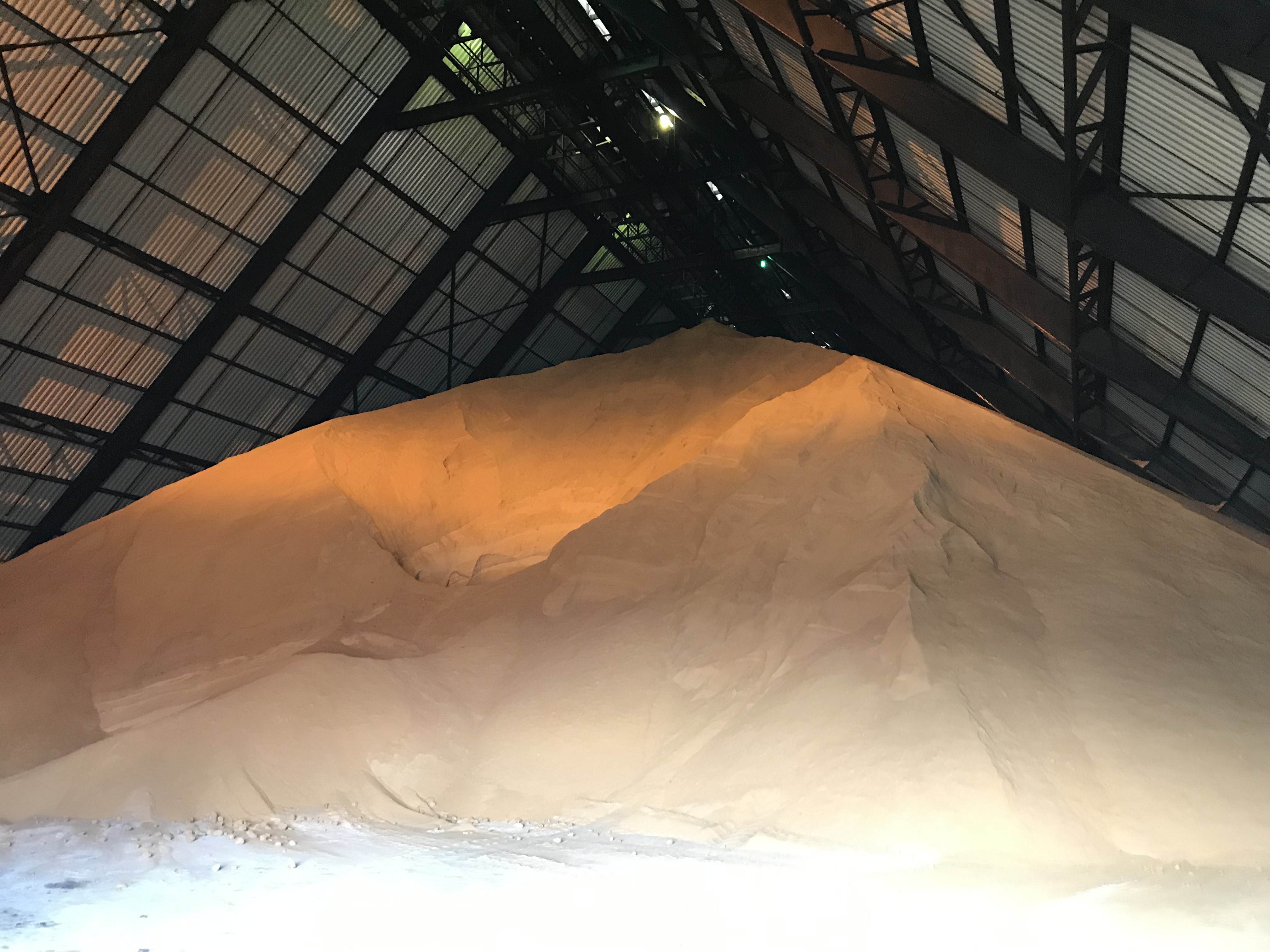 raw sugar stored in warehouse 