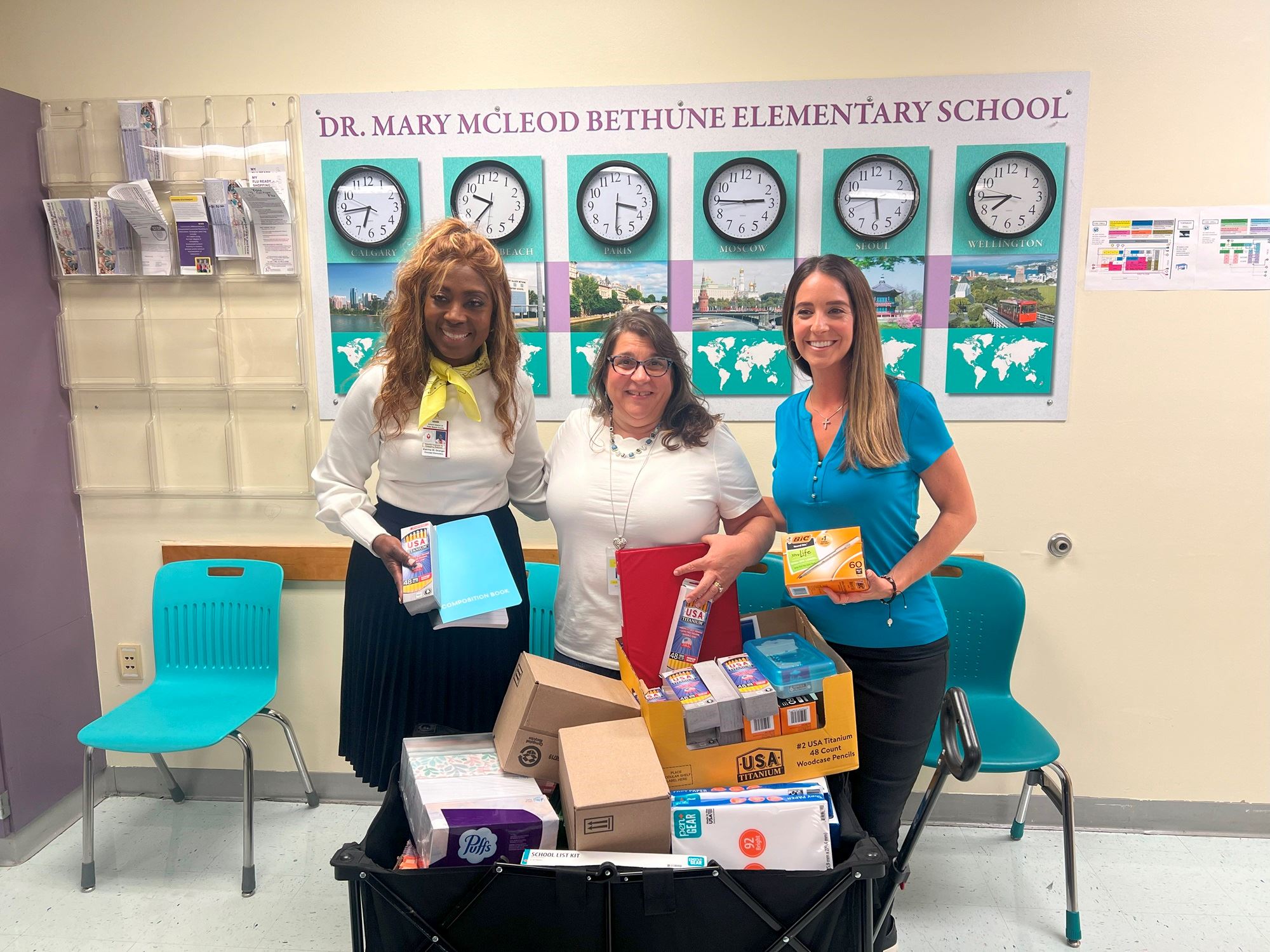 Dr.Mary McLeod Principal, Tina Dias and Yaremi Farinas