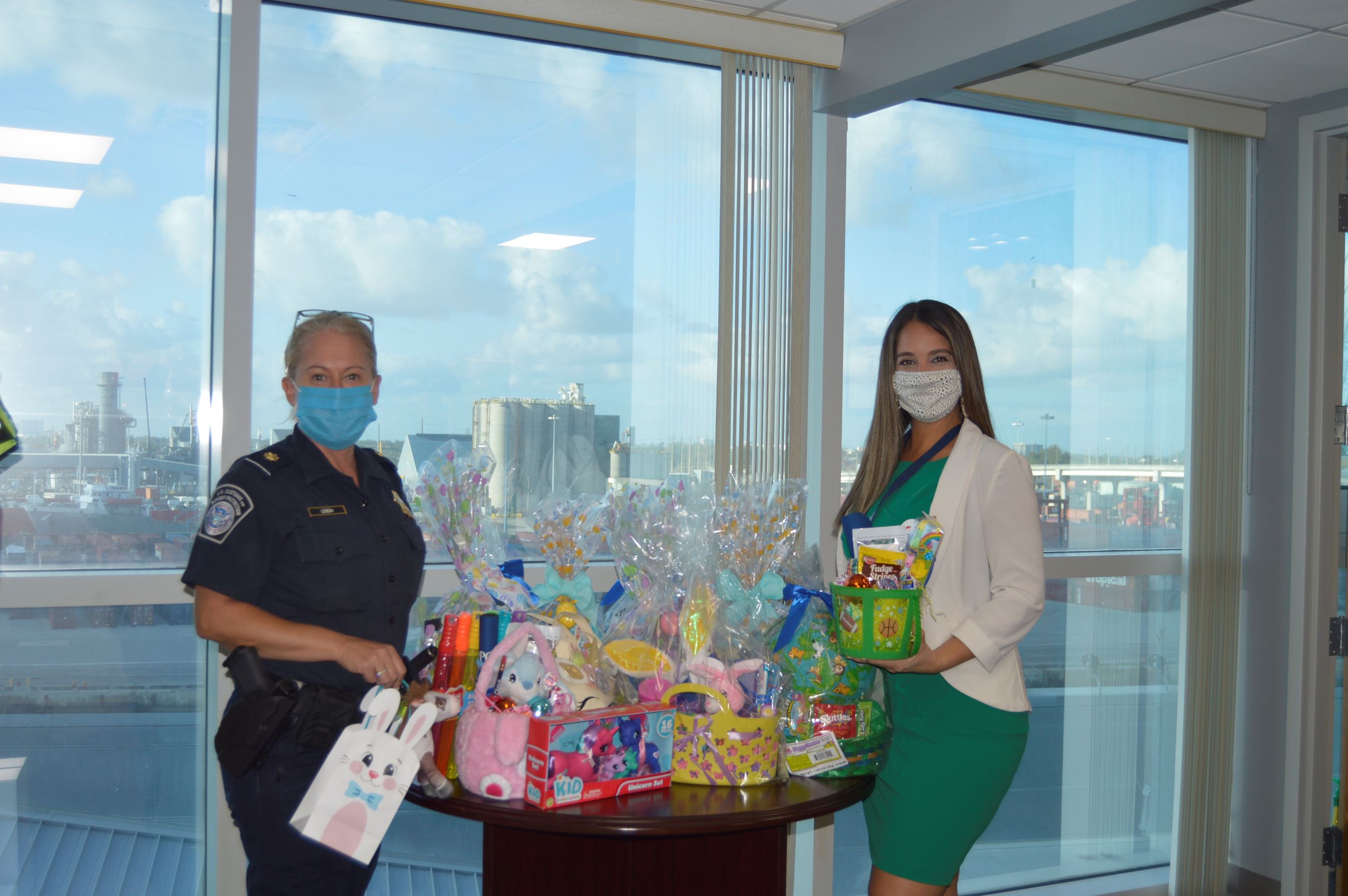 CBP's  Supervisory CBP Officer/ Chief of Staff Deirdre Leigh donating Easter goodies