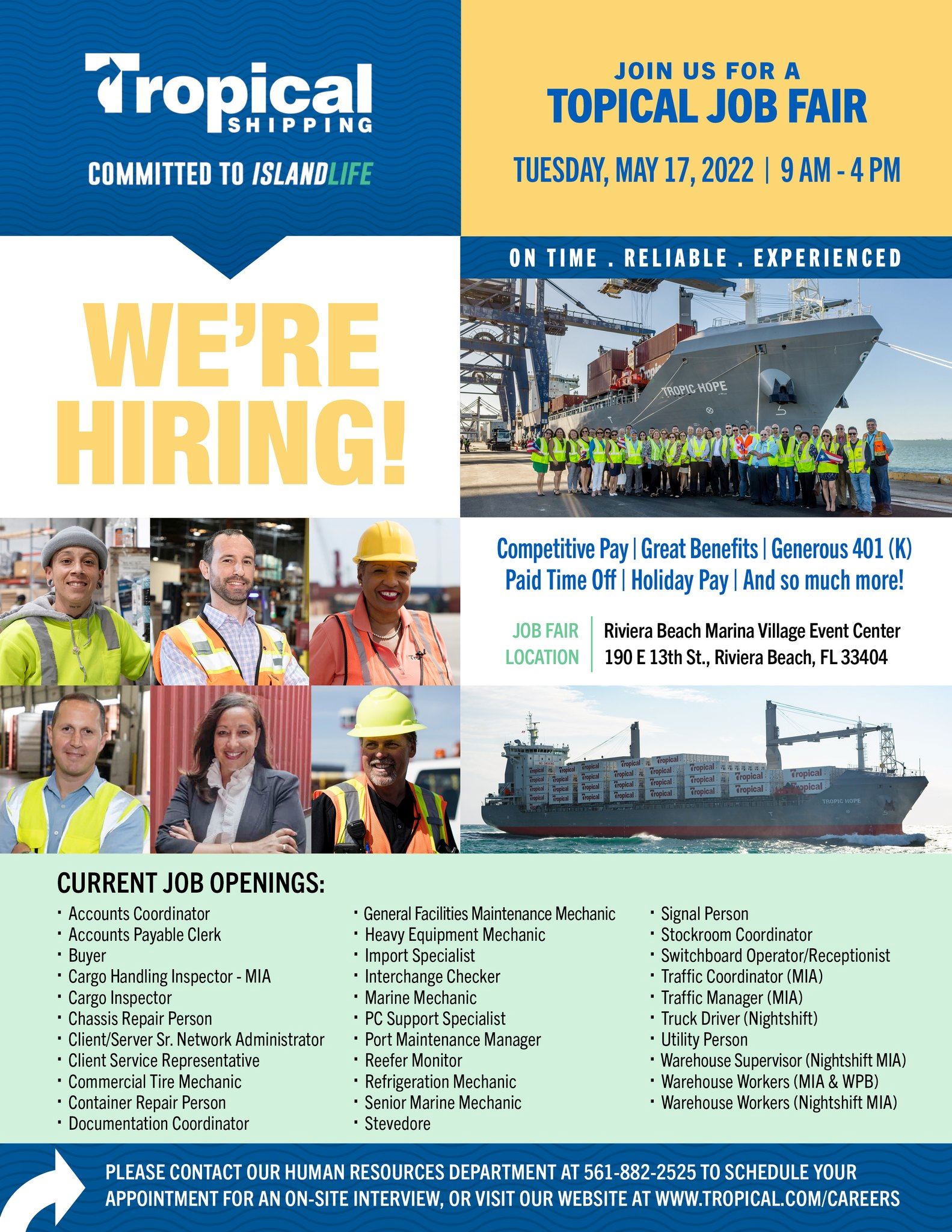 Tropical Shipping Job fair flyer 