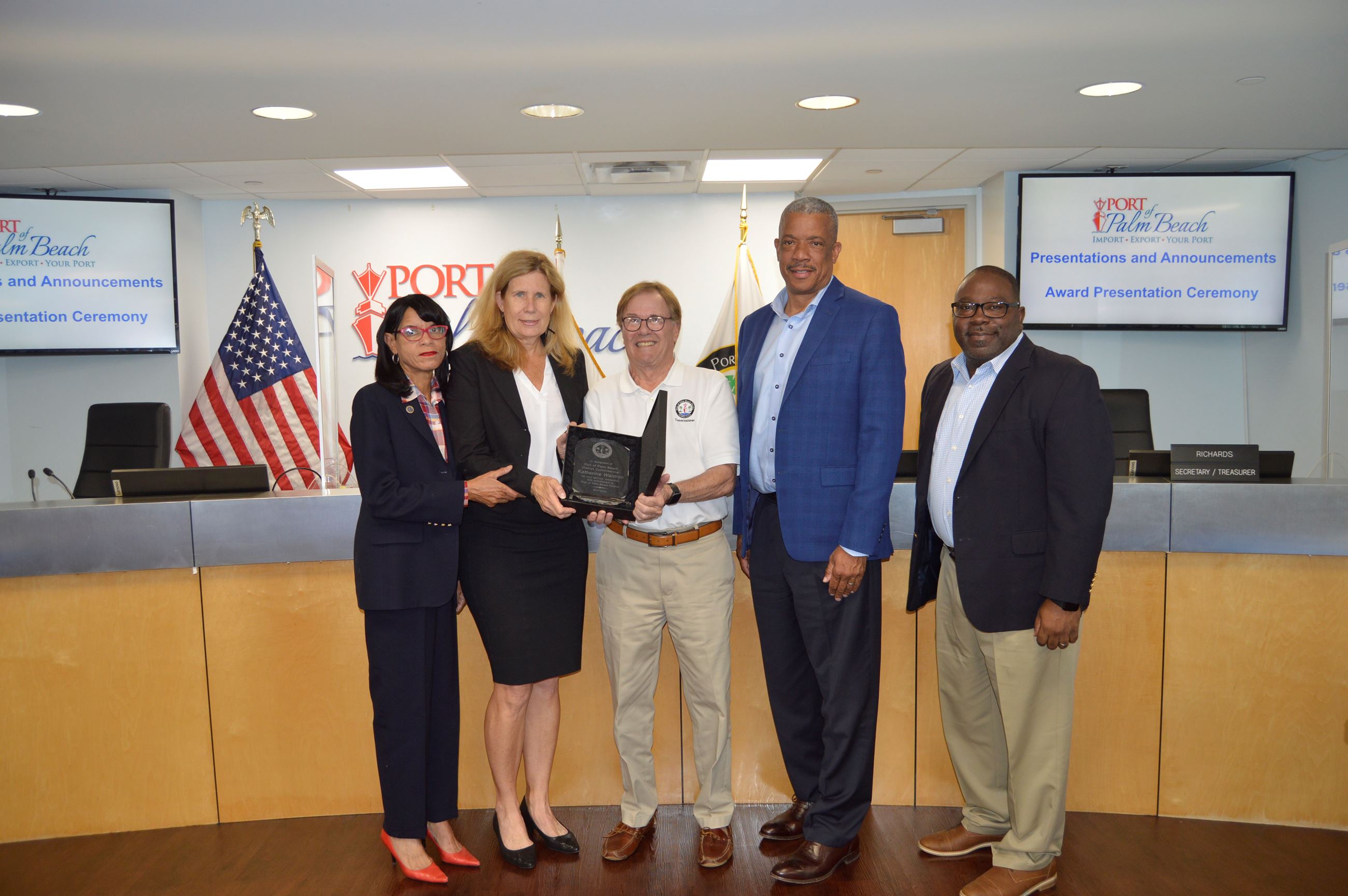 Commissioners recognizing Commissioner Katherine Waldron