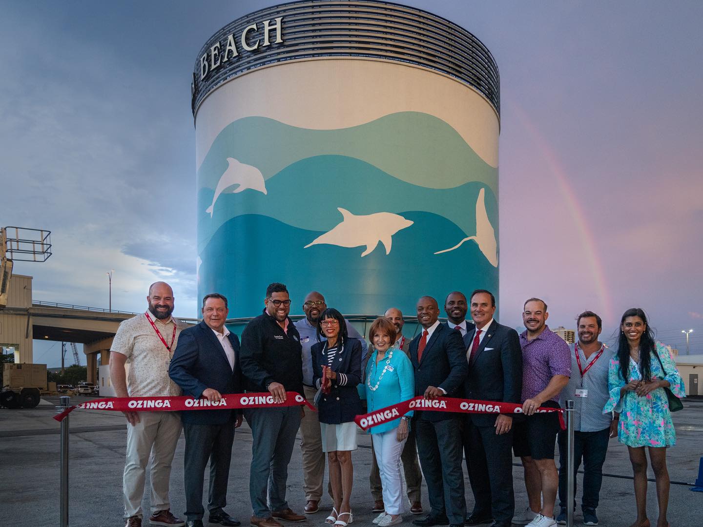 Ozinga team, Port Commissioners, City officials and others cutting ribbon