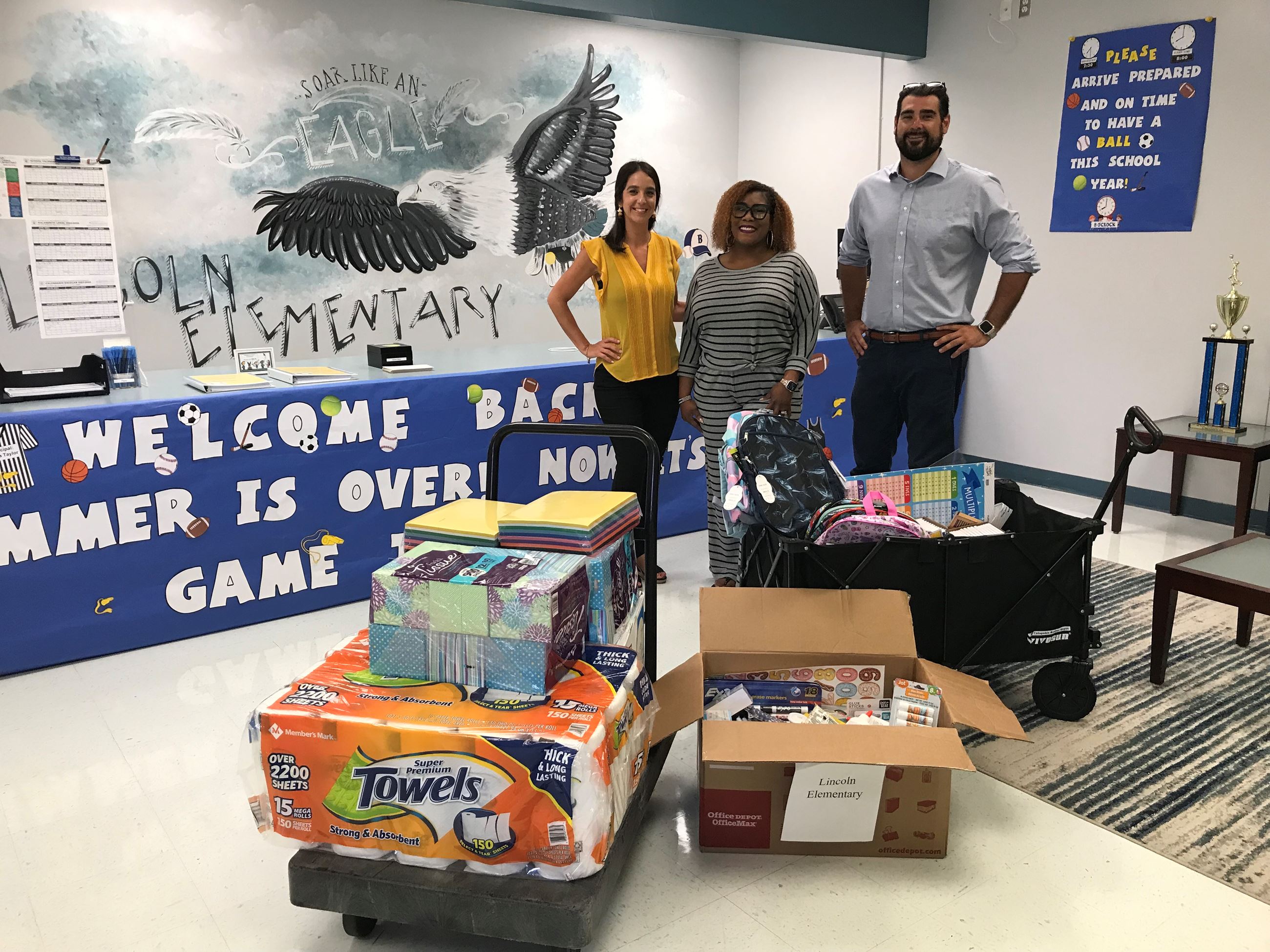 CEMEX Terminal Manager Matt Horne , PIO Yaremi Farinas and Lincoln Asst. Principal Dr. Walker