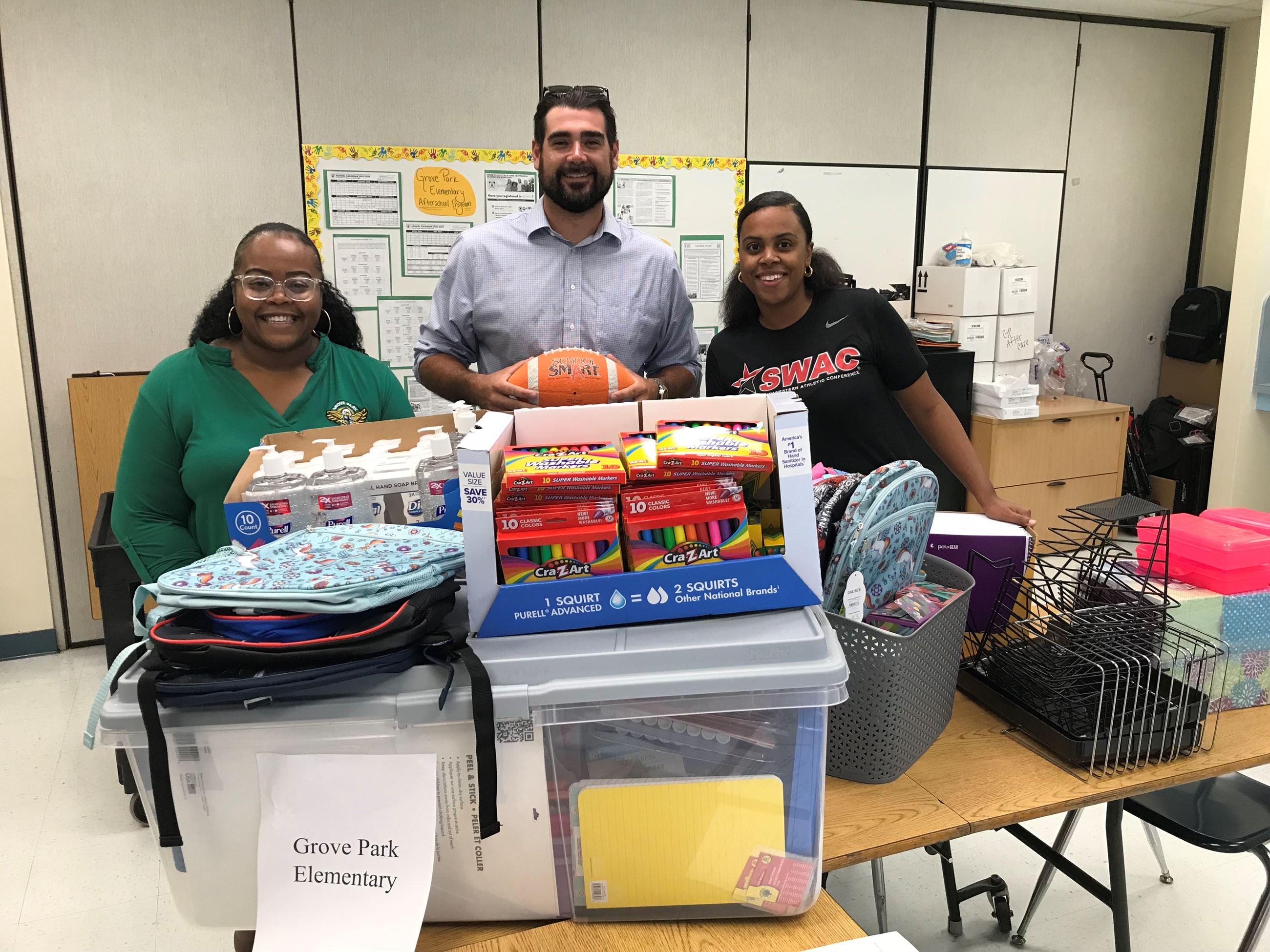 CEMEX Terminal Manager Matt Horne , PIO Yaremi Farinas, Grove Park Principal's Secretary Sheryl C