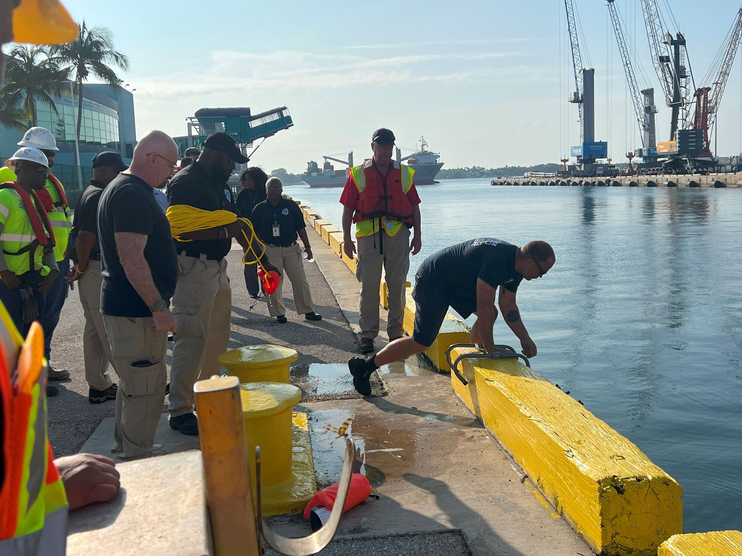 Firefighter showing how to use ladder